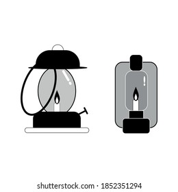 Vector illustration of isolated electric light lamp interior energy furniture. Energy light fixtures modern home furnishings.