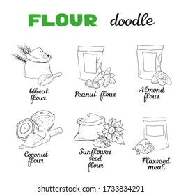 Vector illustration isolated elements with flour 