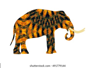 Vector illustration of an isolated elephant decorated in colorful fantasy and creative style.