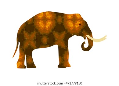 Vector illustration of an isolated elephant decorated in colorful fantasy and creative style.