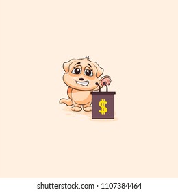 Vector Illustration isolated Emoji character cartoon wealth riches dog cub puppy  pup sticker emoticon training presentation orator speaker behind podium money celebrate profit dollar earning income