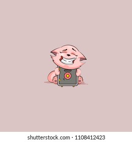 Vector Illustration isolated Emoji character cartoon happy wealth riches cat tomcat kitten kitty sticker emoticon hug safe with money celebrate profit dollar earning income salary infographic motion