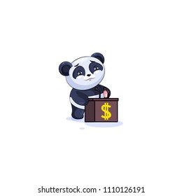 Vector Illustration isolated Emoji character cartoon wealth riches panda bamboo bear Chinese  symbol sticker emoticon training presentation orator speaker behind podium money profit dollar earning