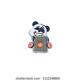 Vector Illustration isolated Emoji character cartoon happy wealth riches panda bamboo bear Chinese symbol sticker emoticon hug safe with money celebrate profit dollar earning income salary design