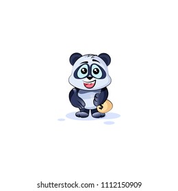 Vector Illustration isolated Emoji character cartoon wealth riches businessman panda bamboo bear Chinese symbol sticker emoticon extend hand offer business deal cooperation money profit dollar earning