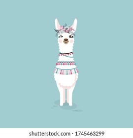 Vector Illustration isolated Emoji character cartoon llama alpaca guanaco sticker emoticon with angry emotion for mascot site info graphic video animation website e-mail newsletter reports comics