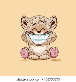 Vector Illustration isolated Emoji character cartoon Leopard cub with huge smile from ears sticker emoticon for site, info graphic, video, animation, website, e-mail, newsletter, report, comic