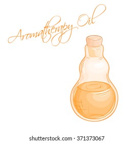 vector illustration of isolated essential oil bottle.