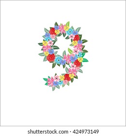  Vector illustration isolated The figure nine 9  is beautiful  anniversary   