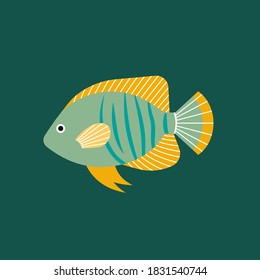 Vector illustration of isolated fish. Handdrawn design element