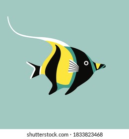 Vector illustration of isolated fish. Handdrawn design element