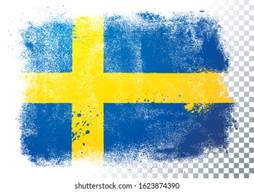 Vector Illustration Isolated Flag Of Sweden Icon In Brushstroke Texture On Transparent Background 