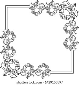 Vector illustration isolated flower frame with design of backdrop white