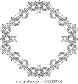 Vector illustration isolated flower frame with design of backdrop white
