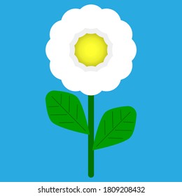 Vector illustration of an isolated flower on a blue background. Simple flat style. Logo concept.