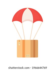 
Vector illustration of an isolated flying box on balloons. Isolated on White background flying box. Unusual parcel delivery.