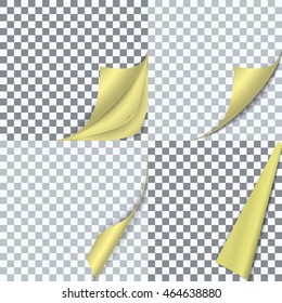 Vector Illustration of Isolated fold sheet of paper for Design, Website, Background, Banner. Page curl with shadow Element Template on Transparent background. White Mockup