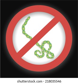 Vector illustration of an isolated forbidden signal with an ebola sign
