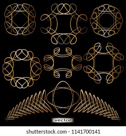 Vector illustration isolated frame gold pattern ornament for design in elite classic style.