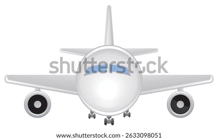 Vector Illustration, isolated vector front view of airplane or jet