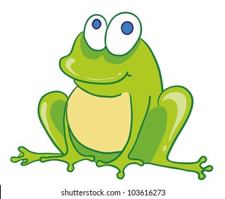 Cute Cartoon Frog Isolated On White Stock Vector (Royalty Free ...