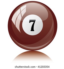 Vector illustration of a isolated glossy - seven, brown - pool ball against white background.
