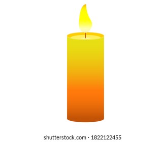 vector illustration of isolated  glowing candle with flame 