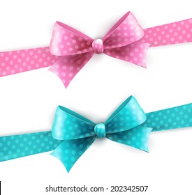 Vector  illustration isolated green polka dots bow