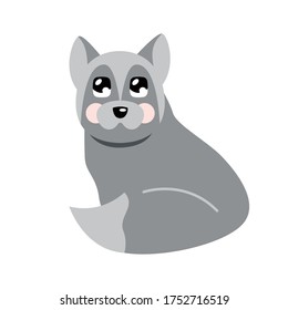 Vector illustration of an isolated grey wolf. Simple flat style. svg