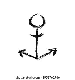 Ilustración vectorial. Icono de anclaje de dibujo de fondo aislado. Tinta manual de dibujo del logotipo vintage del barco marino. Fondo para productos imprimibles