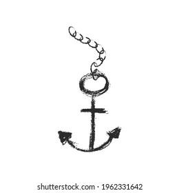 Ilustración vectorial. Icono de anclaje de dibujo de fondo aislado. Tinta manual de dibujo del logotipo vintage del barco marino. Fondo para productos imprimibles