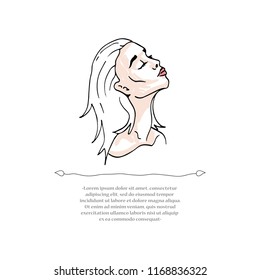 Vector illustration. Isolated hand drawn beautiful woman on white background. Cover on the theme of beauty and fashion
