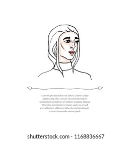 Vector illustration. Isolated hand drawn beautiful woman on white background. Cover on the theme of beauty, fashion
