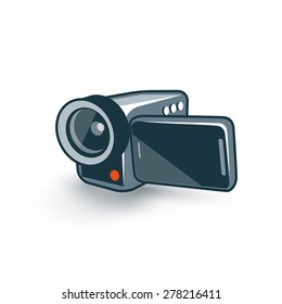 Vector illustration of isolated home digital camera in cartoon style.