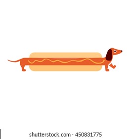 vector illustration isolated hot dog dachshund