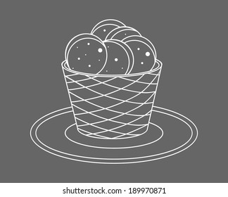 Vector illustration with isolated ice cream cup on a grey background
