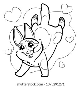 vector illustration. Isolated image. children's coloring with a running dog breed corgi