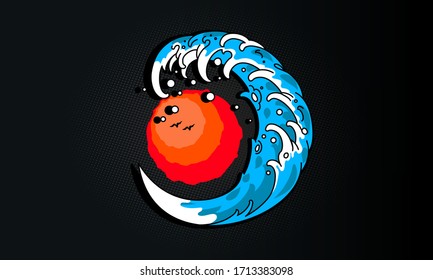 Vector illustration isolated japanese wave