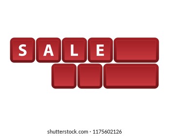 Vector illustration of isolated keyboard keys and red buttons, designed for sale concept.