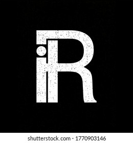 Vector illustration of an isolated letter r with a dot for rural properties agency logo, banner, business card, web design, print. Logotype in conservative style for corporate identity and branding