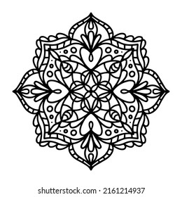 Vektorgrafik eines isolierten Mandala auf weißem Hintergrund. Henna, Tätowierung, Blumenmuster.