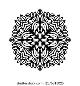 Vector illustration of an isolated Mandala on a white background. Henna, tattoo, floral pattern.