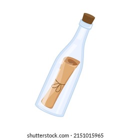 Ilustración vectorial de un mensaje aislado en la botella