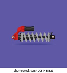 Vector illustration of an isolated modern shock-absorber for a bicycle or motorcycle.