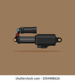 Vector illustration of an isolated modern shock-absorber for a bicycle or motorcycle.