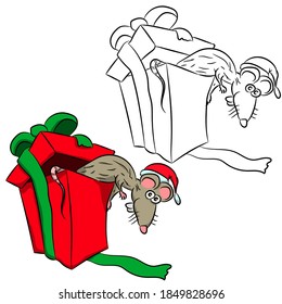 Vector illustration of an isolated mouse out of the box on a white background. Simple flat style.
