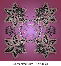 Vector illustration. Isolated nice snowflakes on colorful background. Winter snowflake, vector background. Repeated texture for surface, wrapping paper, on colored background.