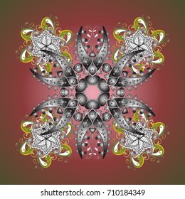 Vector illustration. Isolated nice snowflakes on colorful background. Winter snowflake, vector background. Repeated texture for surface, wrapping paper, on background.