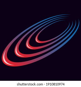 Vector illustration, isolated object, abstract waves on a black background. Simple flat style.
