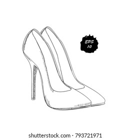 Vector illustration of isolated object classical, dess shoes. Drawing graphic design for woman, girl and lady. Footwear for working dy and holiday.